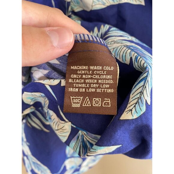 Cooke Street Hawaiian Islands Blue Floral Button-Up Shirt Short‎ Sleeve Mens L - Picture 5 of 6